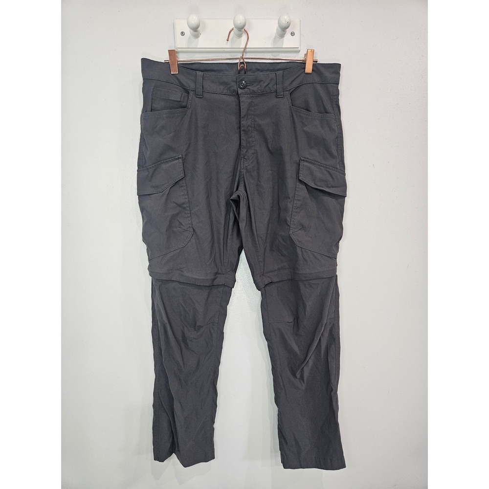 Eddie Bauer Mens 36x30 Gray Convertible Cargo Hiking Pants Zip Off Shorts Nylon